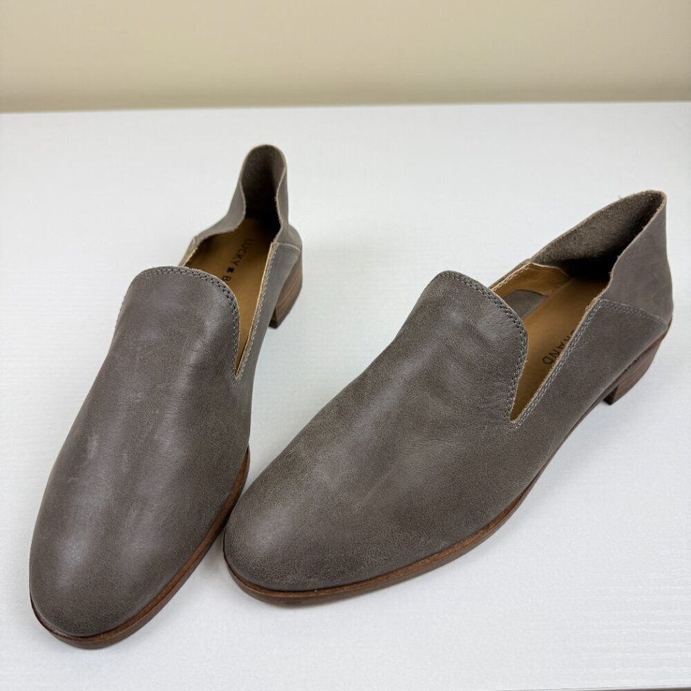 NEW Lucky Brand Cahill Gray Leather Flats